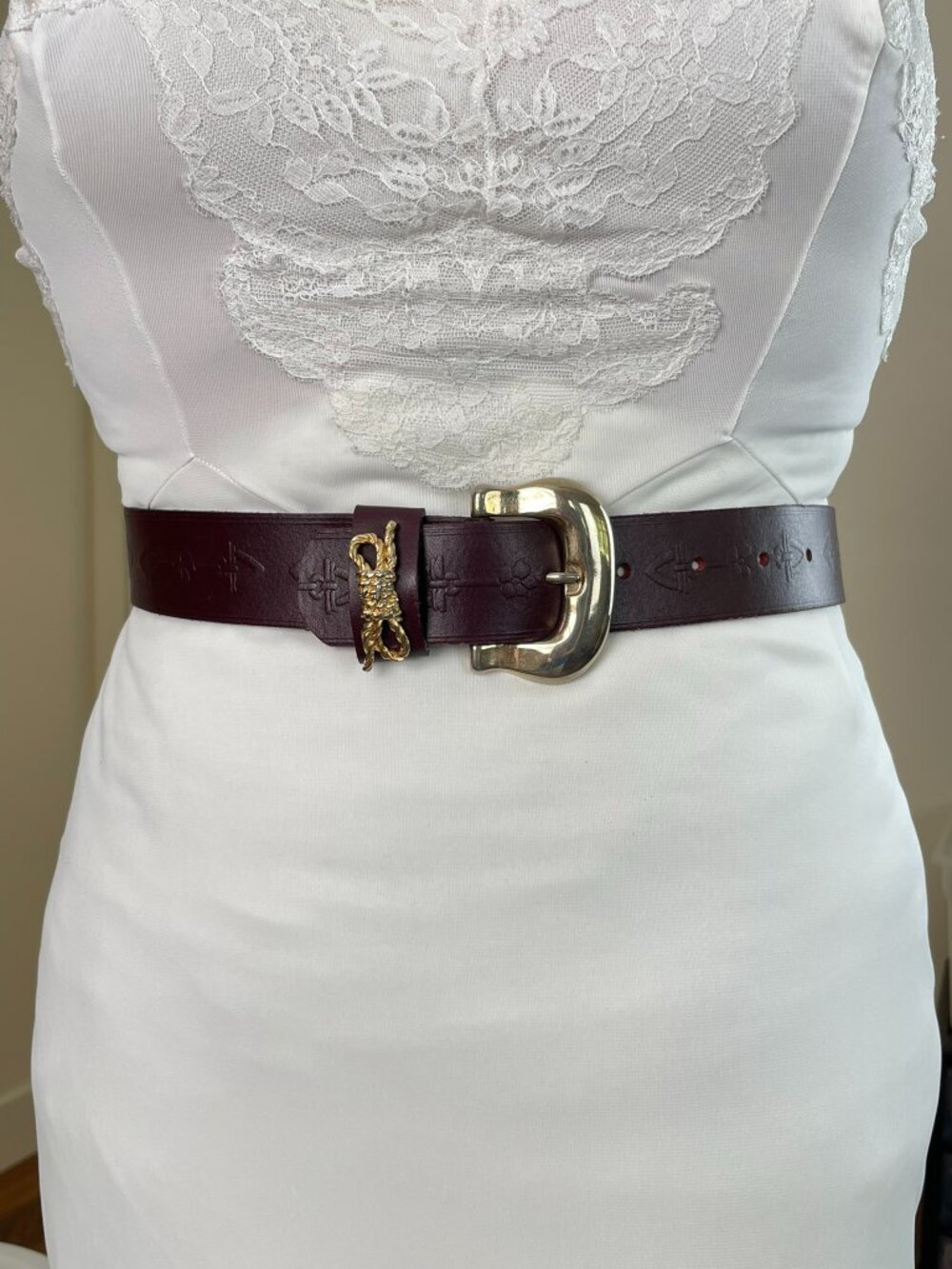 Vintage Axcess Burgundy Leather Belt, 27 - 30"
